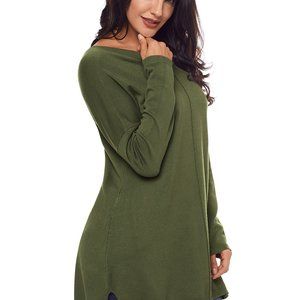 BUNDLE OF 3 BRAND NEW Green Solid Color V Neck Loose Women Sweater